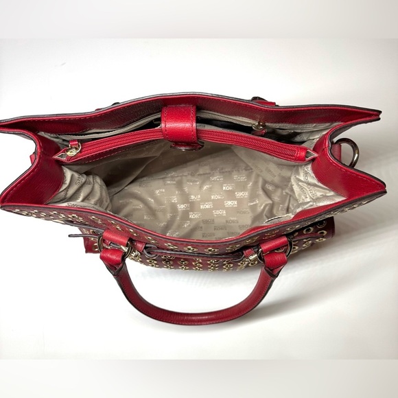 Michael Kors Women’s Leather Large Shoulder Tote Bag with Gold Studs - Picture 10 of 12